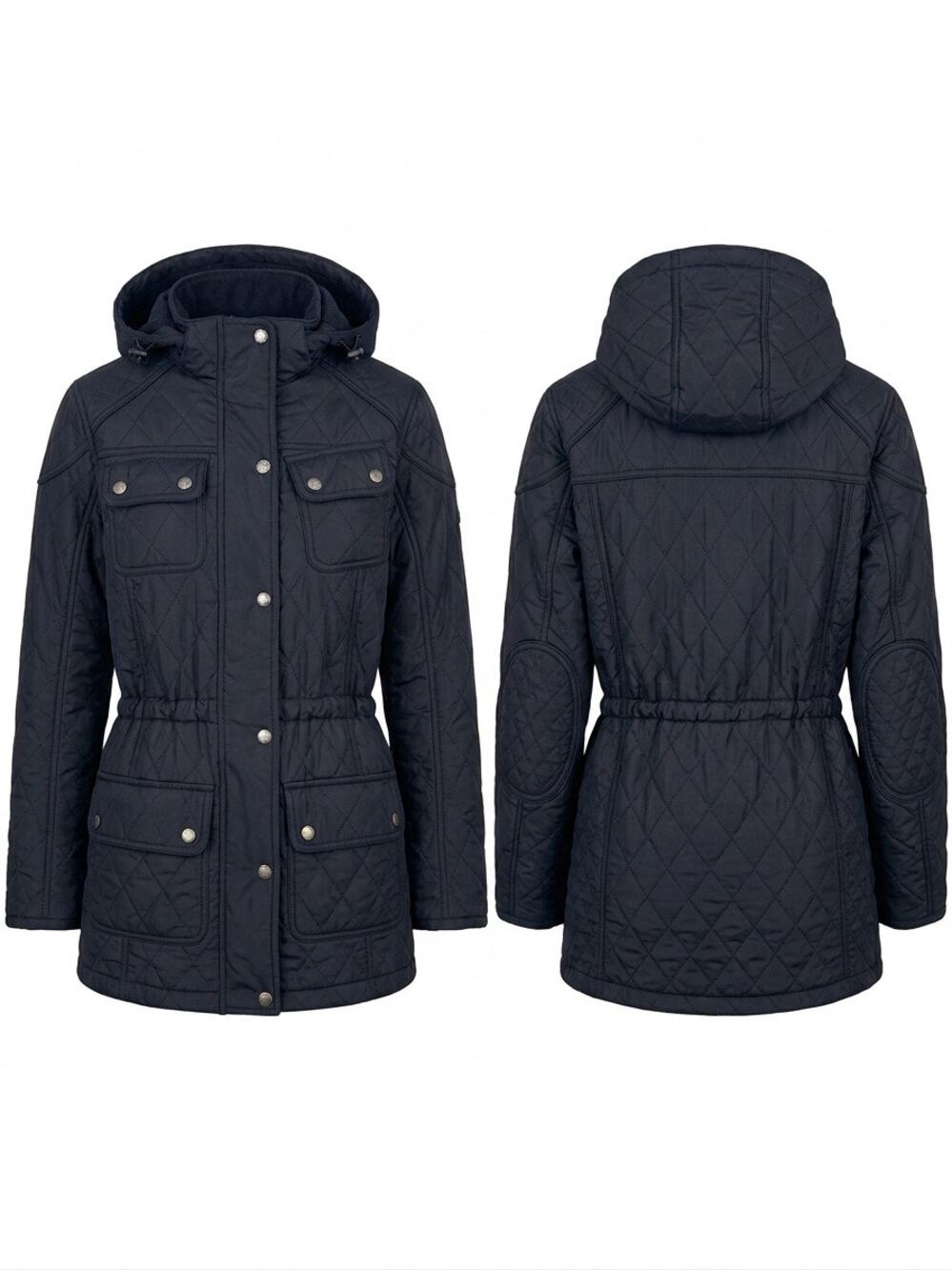 Barbour Navy Quilted Hooded Jacket Utility Parka Coat Equestrian Old Money